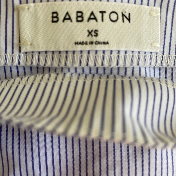 Aritzia Babaton Off the Shoulder Blouse Striped Size XS Cotton - Picture 6 of 8